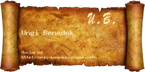 Ungi Benedek névjegykártya